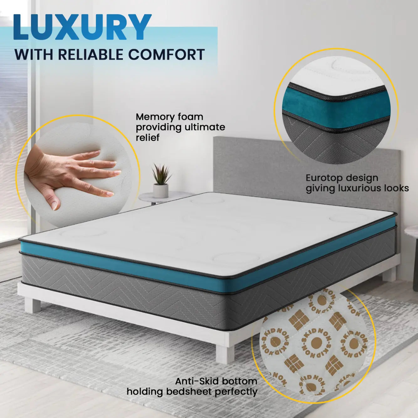 Levata Eurotop Luxury Memory Foam Mattress