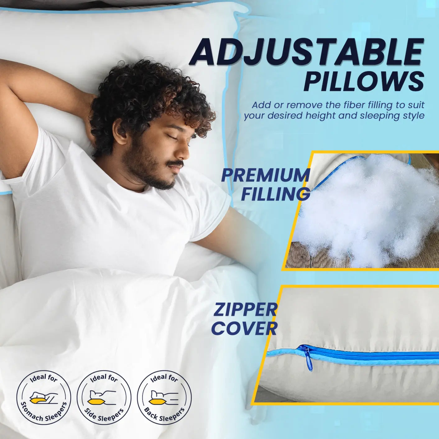 Stardust Virgin Fiber Height Adjustable Pillow