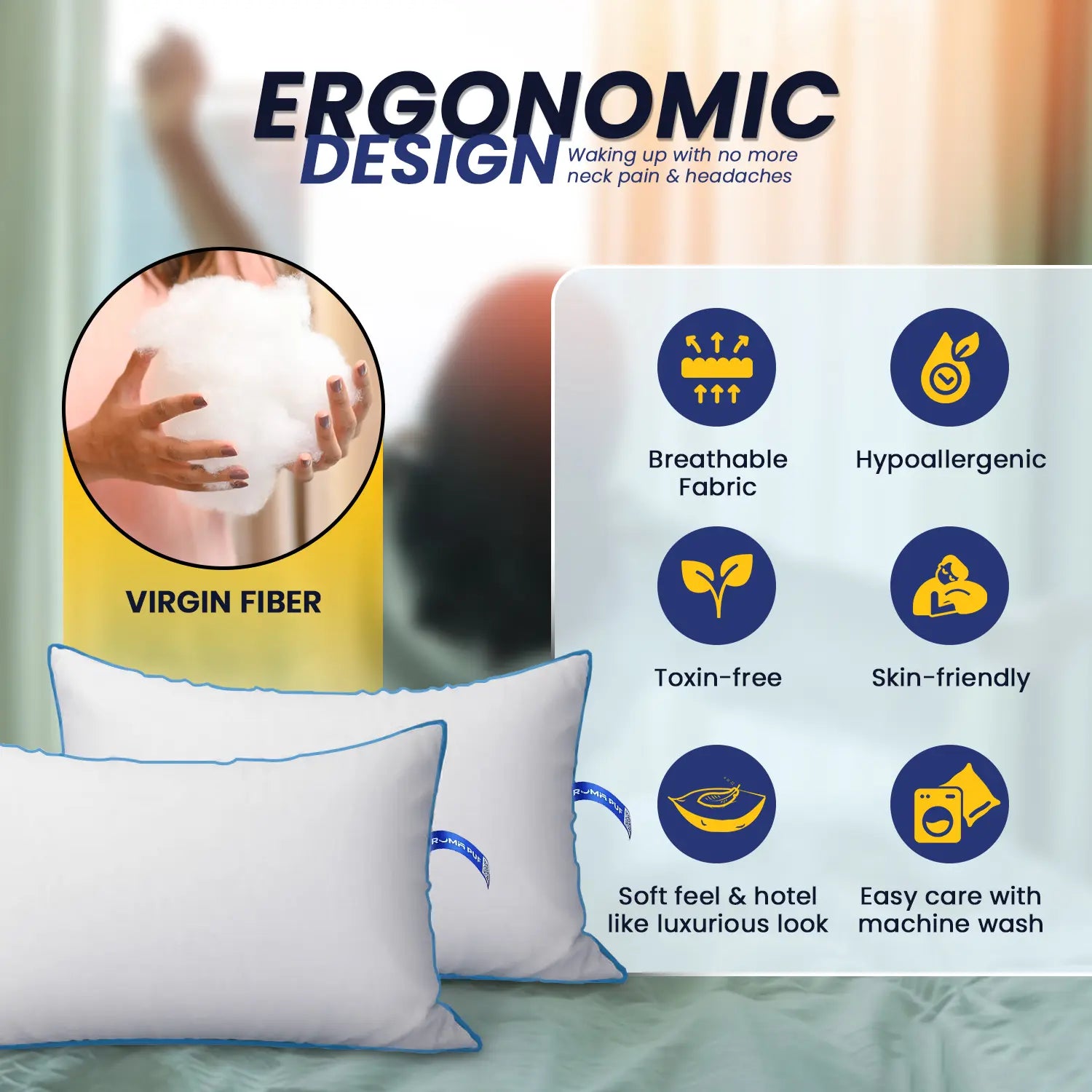 Stardust Virgin Fiber Height Adjustable Pillow