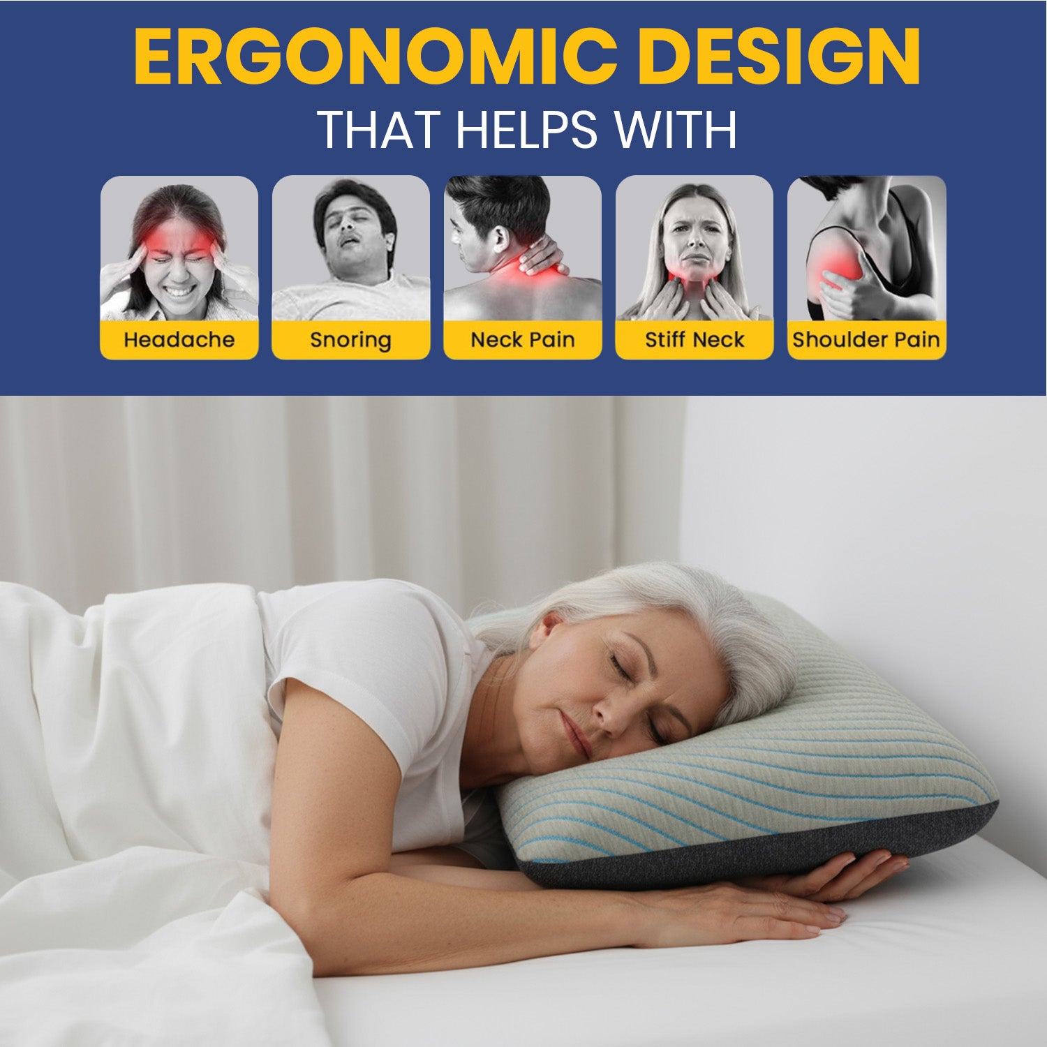 Savaro Pillow by Roma Puf | Restorative Memory Foam for Deep Sleep - Thick