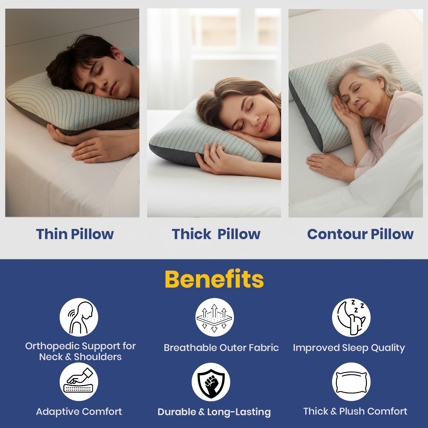 Savaro Pillow by Roma Puf | Restorative Memory Foam for Deep Sleep - Thick